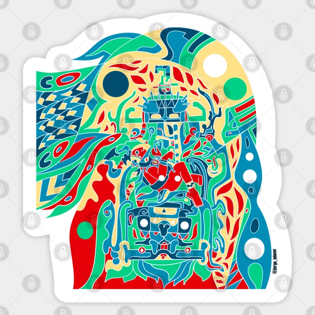 space mayan in boho style astronaut ecopop Sticker by jorge_lebeau